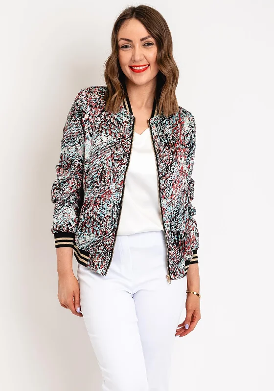 Serafina Collection Printed Bomber Jacket, BlueLeather Jackets