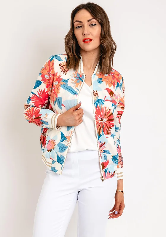 Serafina Collection Floral Bomber Jacket, BlueAsymmetrical Jackets