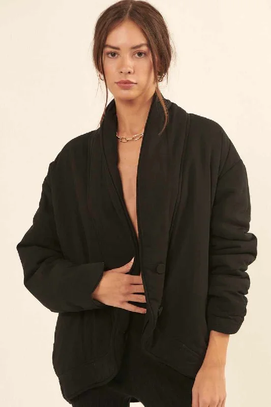 Solid Woven Jacket-BlackFringed Jackets