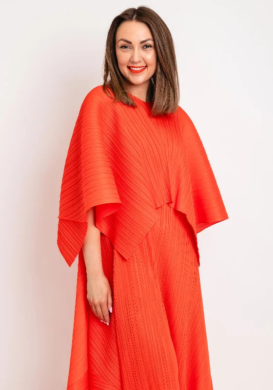 Thanny Pleated Poncho One Size Cape, OrangeZippered Jackets