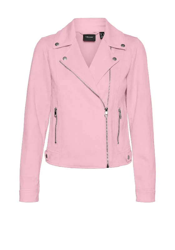 Vero Moda Jose Faux Suede Biker Jacket, Parfait PinkCamping Jackets