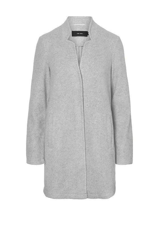 Vero Moda Brushed Katrine Knit Jacket, Light Grey MelangeTrack Jackets