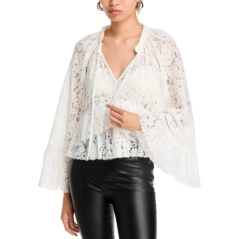 Aqua Womens Lace Embroidered BlouseLimited Edition Shirts