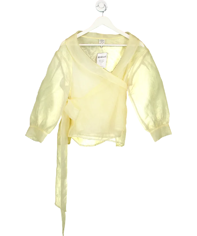 Baum Und Pferdgarten Yellow Milou Sheer Waist-tie Blouse UK 6Performance Shirts