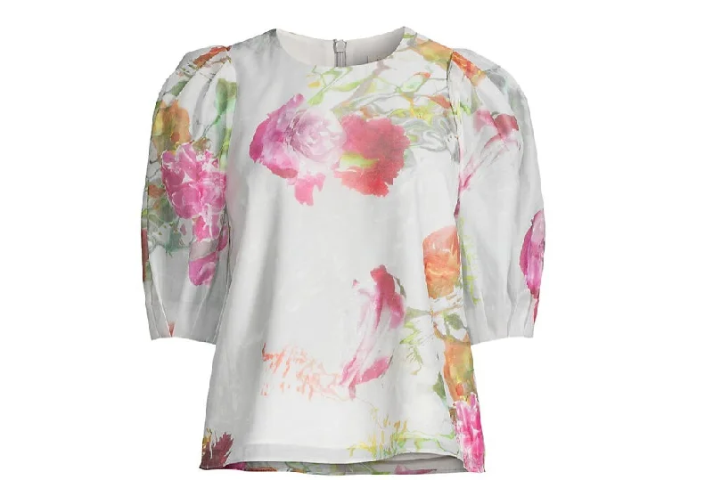 Ted Baker Women's Pastel Floral Print Ayymee Puff-Sleeve BlouseGym Shirts