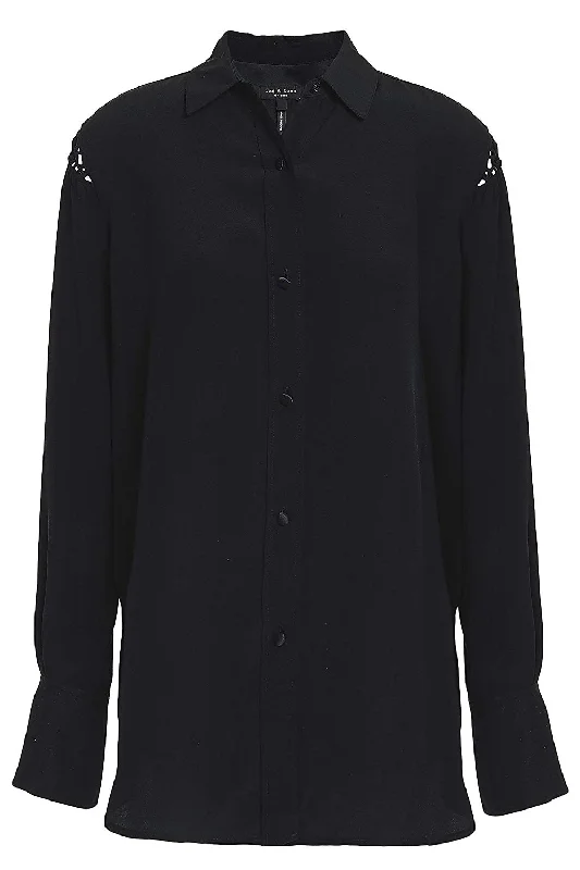 Rag & Bone Hana Silk Blouse, BlackYoga Shirts