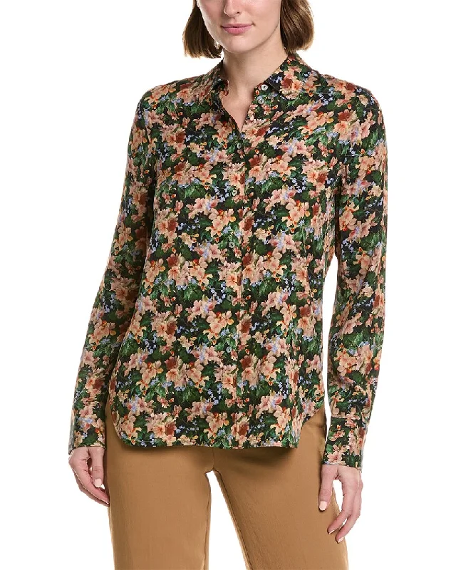 Vince Slim Fit Silk-Blend BlouserLayered Shirts