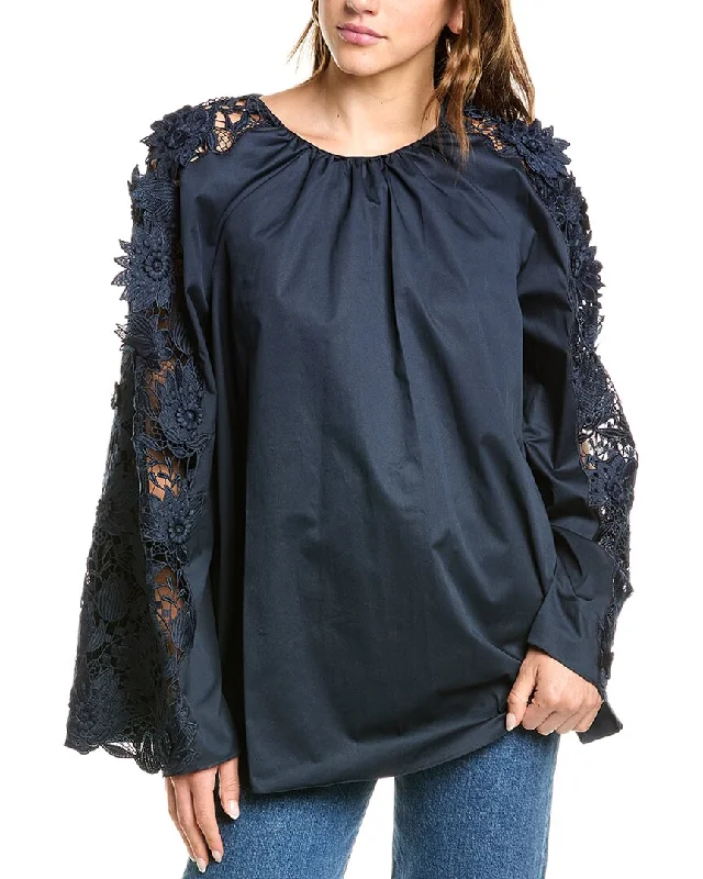 Oscar De La Renta Water Lily BlousePerformance Shirts