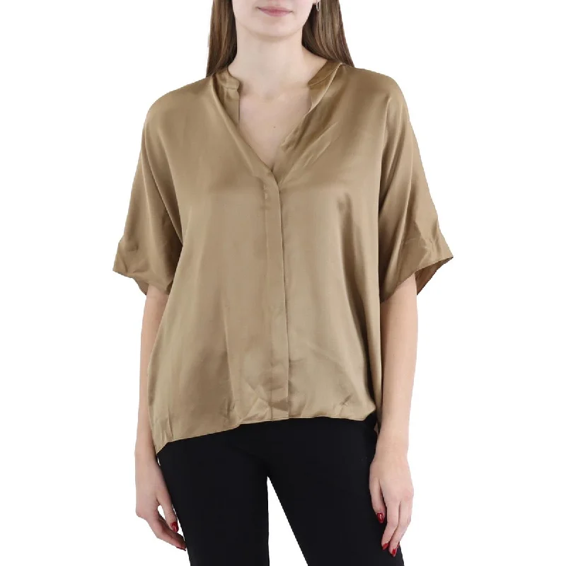 Womens Silk Button Front BlouseRayon Shirts