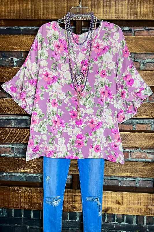 CITY OF LOVE FLORAL BLOUSE IN LILAC & MULTI-COLORWork Shirts