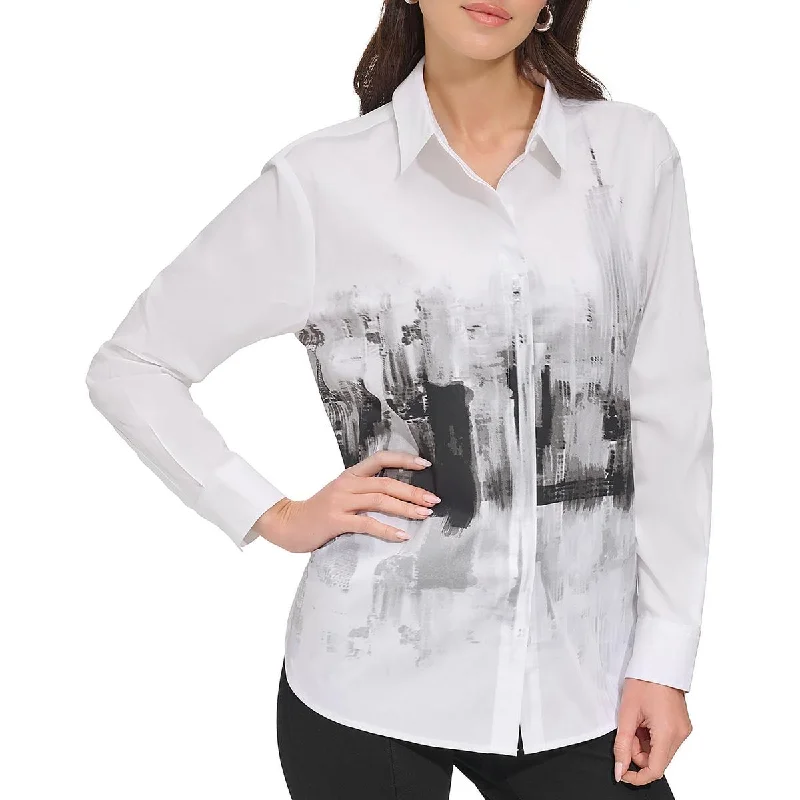 DKNY Womens Cotton CityScape BlouseSkateboard Shirts