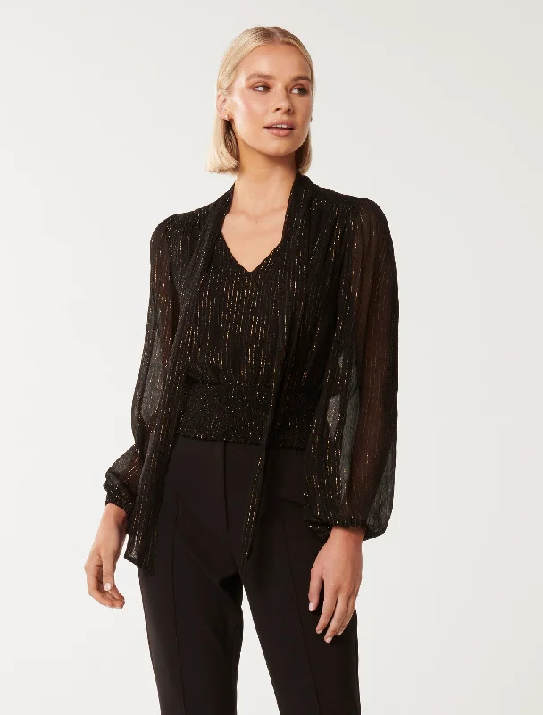 Gloria Gold Foil BlouseEmbellished Shirts