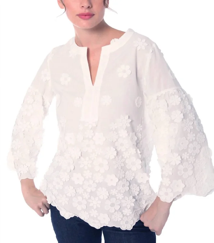 Leticia Flowers Blouse In WhitePolka Dot Shirts