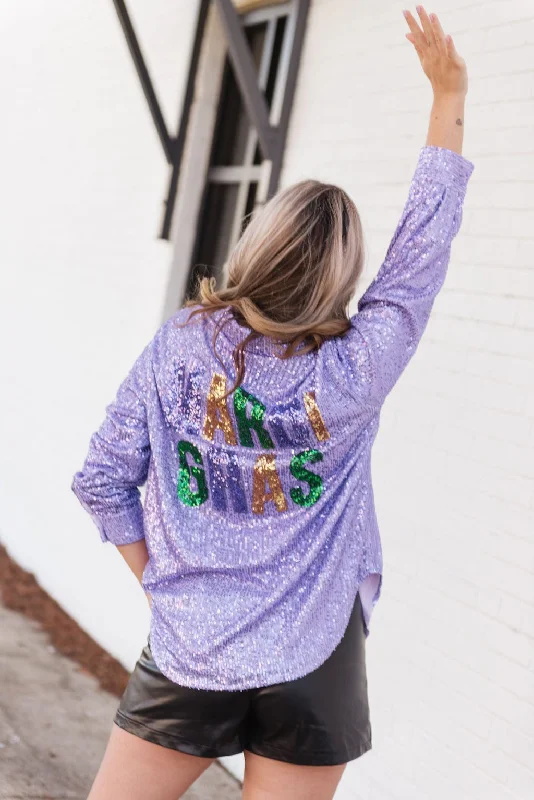 Mardi Gras Lavender Sequin BlouseLimited Edition Shirts