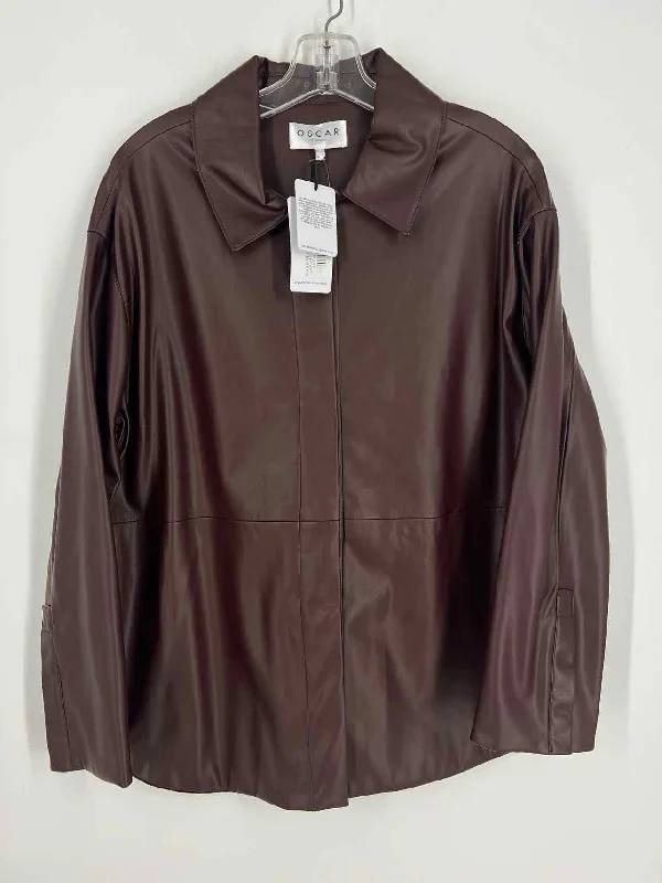 Oscar Size 10 Brown Faux Leather NEW Designer BlouseOutdoor Shirts