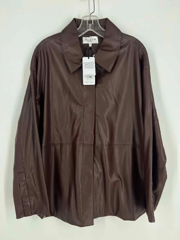 Oscar Size 14 Brown Faux Leather NEW Designer BlouseHunting Shirts