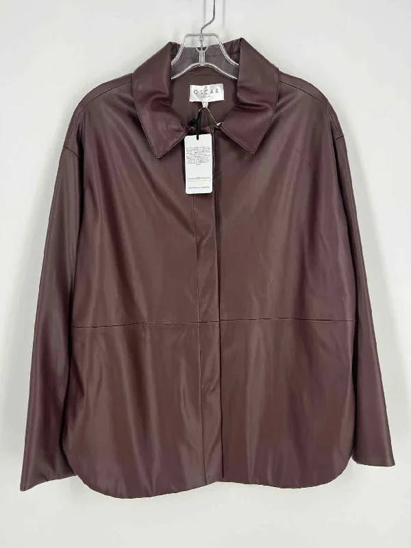 Oscar Size 6 Brown Faux Leather NEW Designer BlouseCamping Shirts