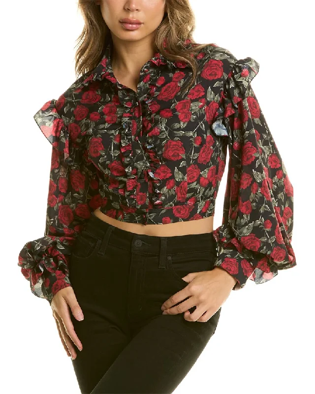 Rokh Rose Print BlouseLogo Shirts