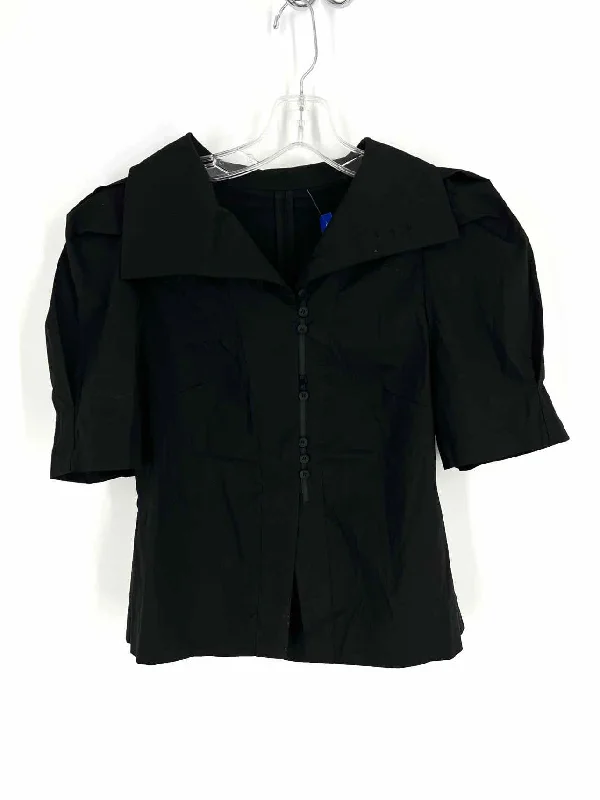 Size S Black Puff Sleeve Solid Blouse BlouseDenim Shirts